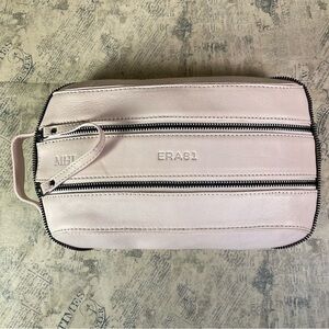 ERA81 San Francisco Toiletry/Makeup bag double zipper light pink leather